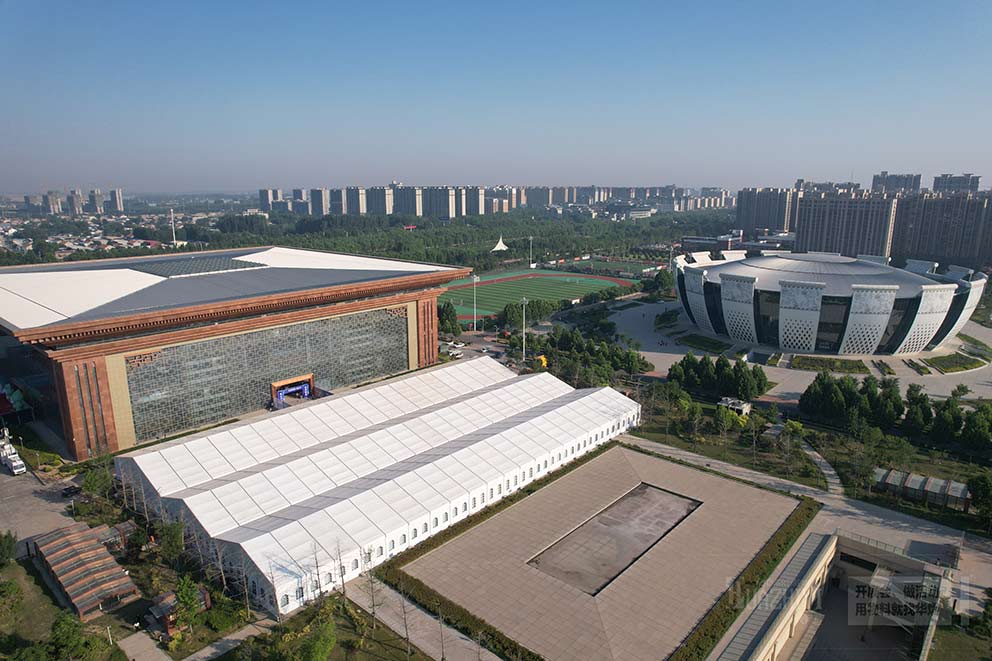 鄭州展銷會篷房租賃現場搭建家具展大跨度篷房