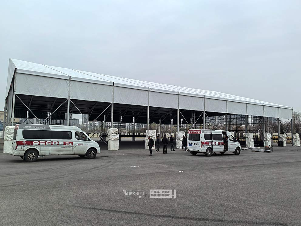 鄭州華熠搭建智能互聯網測試基地高8米，跨度40米篷房